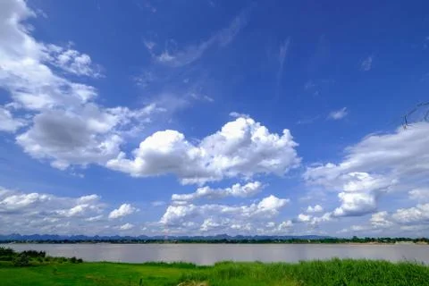 White clouds in the blue sky Stock Photos