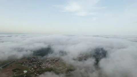 White clouds blue sky scenic aerial view Moving flies high back in blue sky Stock Footage 155297138