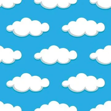 White clouds on blue sky seamless pattern Stockillustratie