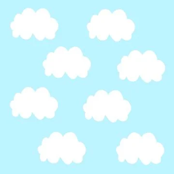 White clouds on blue sky, seamless Stock Illustration