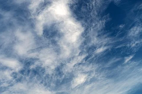 White clouds on blue sky. Soft white clouds against blue sky with copy space. Foto stock