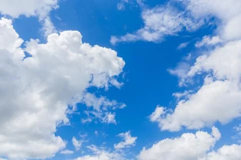 White clouds in the blue sky with space Stock Photos