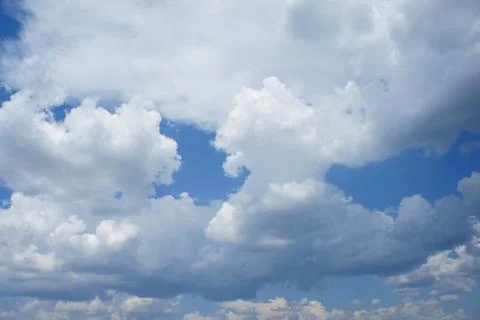 White clouds in the blue sky in spring &amp; summer. cloudy sky background Stock Photos