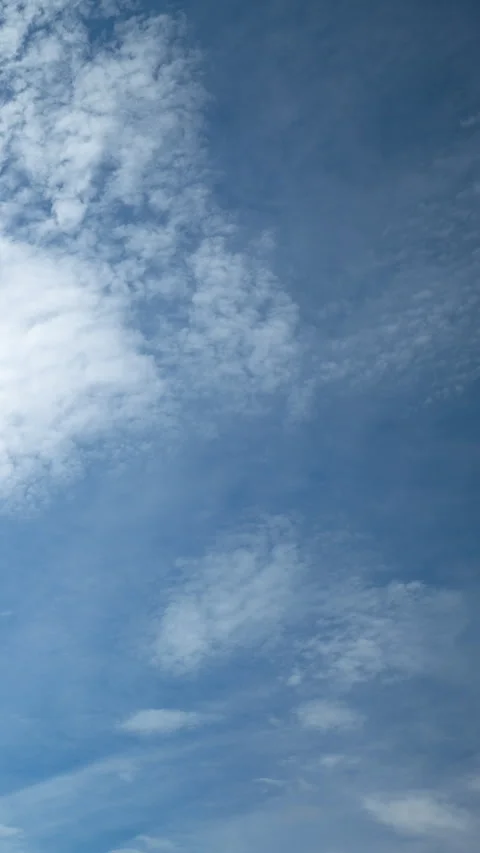 White Clouds in Blue Sky in Summer (60 seconds, Vertical, Timelapse) Stock Footage 313655100