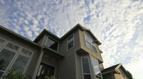 White Clouds Blue with Window Glass Reflection Time Lapse Stock Footage 26205076