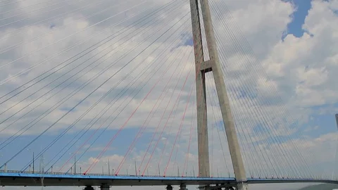 White clouds on the bridge on the Russian island Stock Footage 77788864