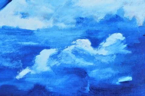 White clouds on canvas painted in blue Stock Illustration