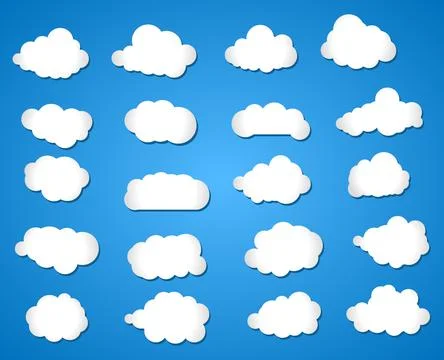 White Clouds Collection On Blue Background. Design Elements. Jpeg illustratio イラスト素材