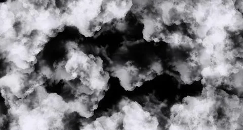 White clouds collection isolated on black background, cloud set on black イラスト素材