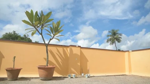 White clouds cover the whole sky. A gentle breeze is blowing in the morning Stock Footage 163231590