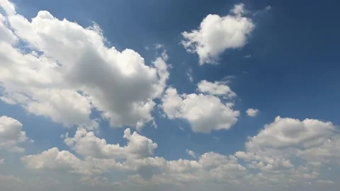 White clouds cumulus floating in the blue sky Stock Footage 208057732