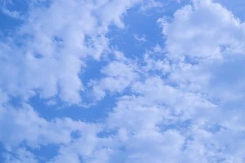 White clouds cumulus floating on blue sky Fotos Stock