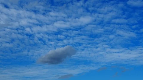 White clouds with dark grey one moving slowly in blue sky Stock Footage 80322580