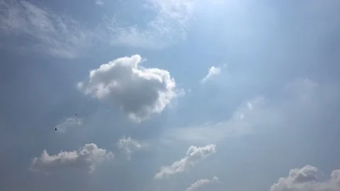 White clouds disappear in the hot sun on blue sky. Time-lapse motion clouds blue Stock Footage 76247343