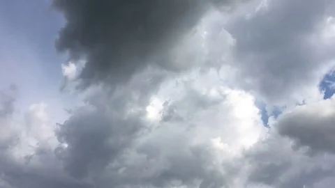 White clouds disappear in the hot sun on blue sky. Time-lapse motion clouds blue Stock Footage 76776111
