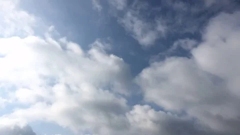White clouds disappear in the hot sun on blue sky. Time-lapse motion clouds blue Stock Footage 76844025
