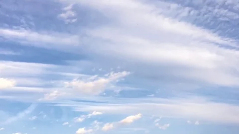 White clouds disappear in the hot sun on blue sky. Time-lapse motion clouds blue Stock Footage