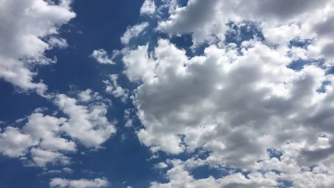 White clouds disappear in the hot sun on blue sky.Time-lapse motion clouds blue Stock Footage