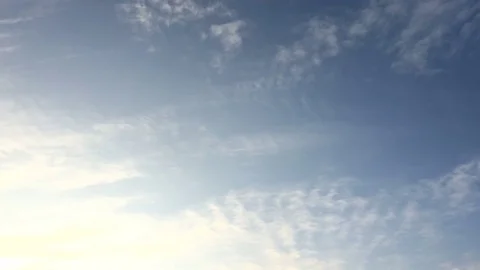 White clouds disappear in the hot sun on blue sky. Time-lapse motion clouds blue Stock Footage