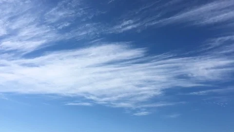 White clouds disappear in the hot sun on blue sky. Time-lapse motion clouds blue Stock Footage 91341703