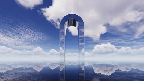 White clouds drift in a blue sky above tranquil water, Stock Footage 276891799