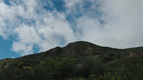 White clouds drift over the green peak of Blue Ridge Trail Video stock 329827998