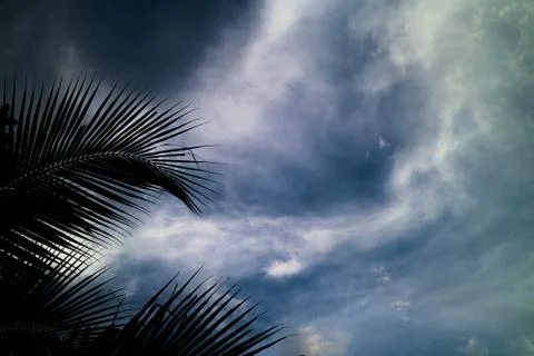 White clouds in the evening sky background. Stock Photos