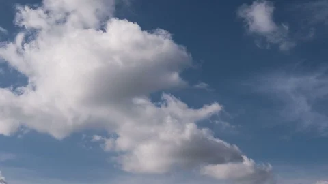 White clouds fast drifting on a blue sky Stock Footage 115606697