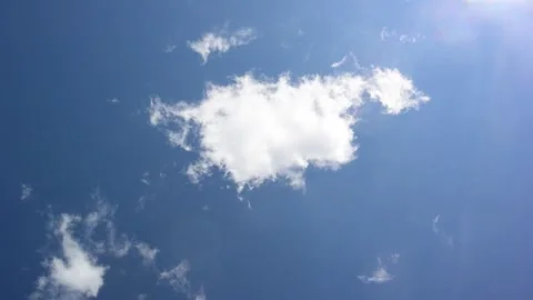 White clouds float across blue sky. Time lapse video for meditation Stock Footage 270241758