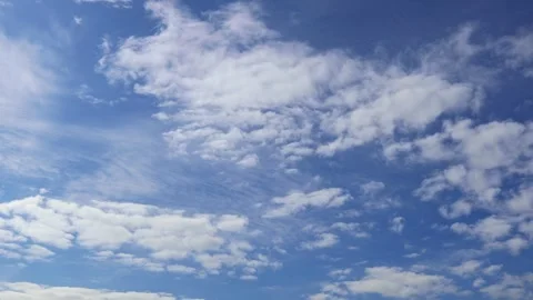 White clouds float across the blue sky. Variable cloudiness. Timelapse. 库存影片 274635078