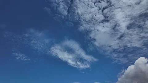 White clouds float across the blue sky. Puffy fluffy soft clouds. Timelapse Stock Footage 337759967
