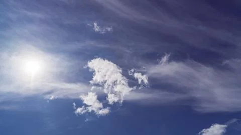 White clouds float across the blue sky Stock Photos