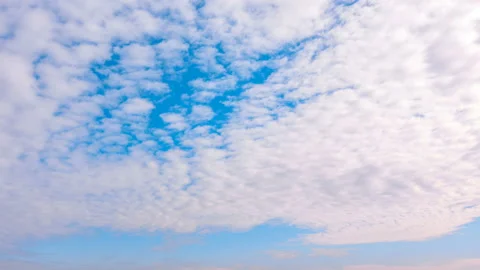 White clouds floating on the blue sky, 4K timelapse Stock Footage 95434109