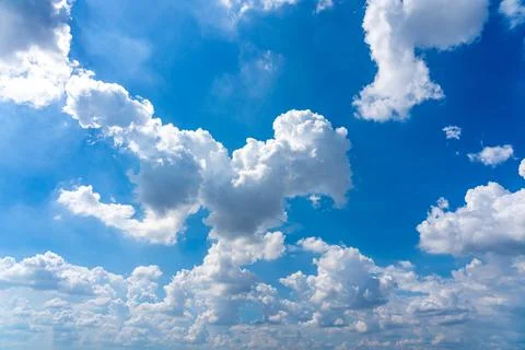 White clouds floating on blue sky in beautiful morning Stock Photos