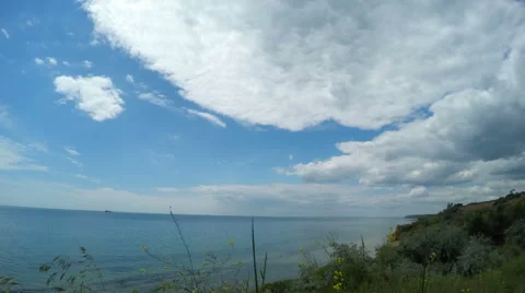 White Clouds Floating over a Cliff on Coastline Stock Footage 51397084