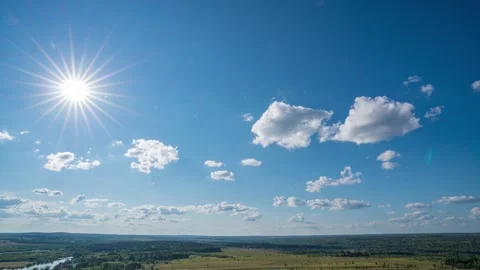 White clouds floating in the sky.Blue sky white clouds. Puffy fluffy white Stock Footage 196892037