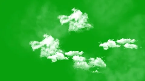 White clouds floating on a solid green screen background Stock Footage 345210897