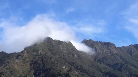 White Clouds Flow in Mountain Stock Footage 72861562