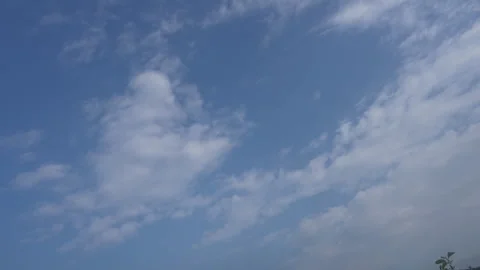 White clouds flowing in the blue sky, time lapse, hyper lapse, speedlamp_1 Stock Footage 283730047