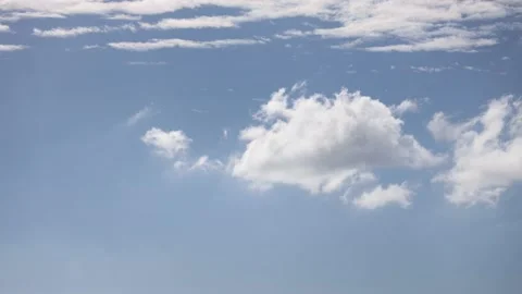 White Clouds Flying On Blue Sky Stock Footage 142069958