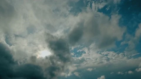 White clouds flying on blue sky (time-lapse, 4k) Vidéo 195884964