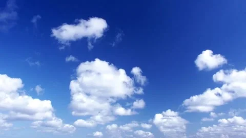 White clouds flying on Clear Azure Blue Sky Beautiful View, Timelapse nature Видео 336568510