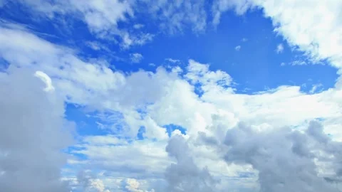 White clouds flying on Clear Azure Blue Sky Beautiful View, Timelapse nature Stock Footage 336568915