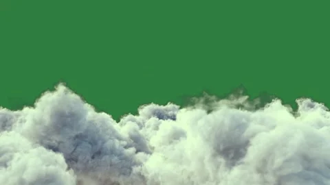 White clouds on a green background and screen with it some in isolated on green Stock Footage 336858663