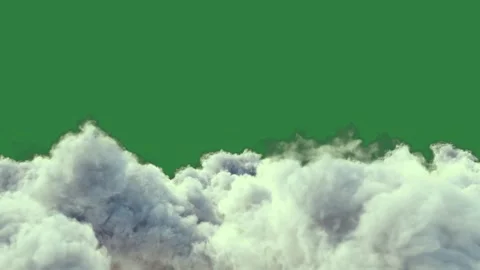 White clouds on a green background and screen with it some in isolated on green Stock Footage 336858664