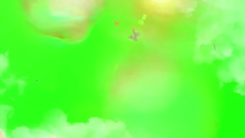 White clouds on green screen background. Soft fluffy cloud overlay for video Stock Footage 341304663