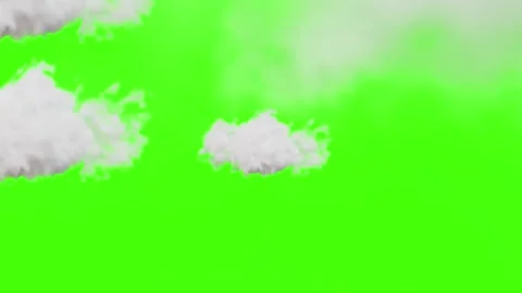 White Clouds on Green Screen Chroma Key Motion Animation for Compositing Stock Footage 341602042