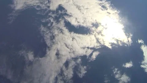 White clouds in the hot sun on blue sky. Stock Footage 75642592