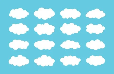 White clouds icon collection on a blue background vector illustration Stock Illustration