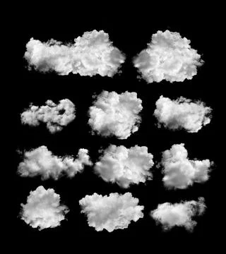 White clouds isolated on black Stock Photos